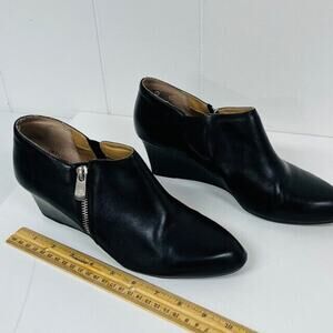 Adrienne Vittadini Midge Womens Size 8 Brown Side Zip Wedge Booties Shoes